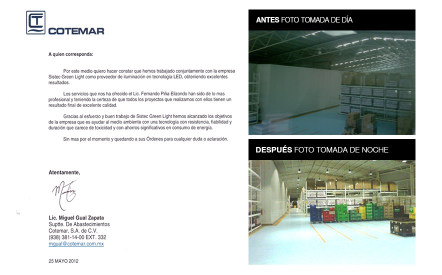 Carta de Satisfaccion Cotemar